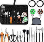 Bonsai Tools Set, 20 Pcs Gardening Succulent Tree Indoor Beginner Tool Kit, Include 262 Feet Bonsai Wire, 29.5"x29.5" Plant Repotting Mat, Leather Bag, Bonsai Scissors, Pruning Shears, Gifts for Women