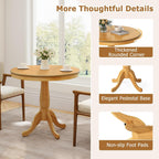 DORTALA 32" Round Dining Table, Classical Pedestal Table for 2-4 People, 32 Inch Wood Kitchen Table for Bar, Kitchen, Dining Room (Natural)