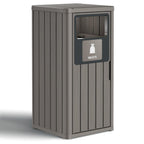 Outdoor Trash Can Waterproof Resin Garbage Can with Garbage Labels Outdoor Trash Bin for Patio, Garden,Kitchen