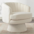 CANMOV Swivel Accent Chair with Armrest, Modern 360 Degree Swivel Barrel Chair with Curve Back and Soft Cushion,Comfy Round Sherpa Teddy Armchair Single Sofa for Living Room,Bedroom,Waiting Room,Beige
