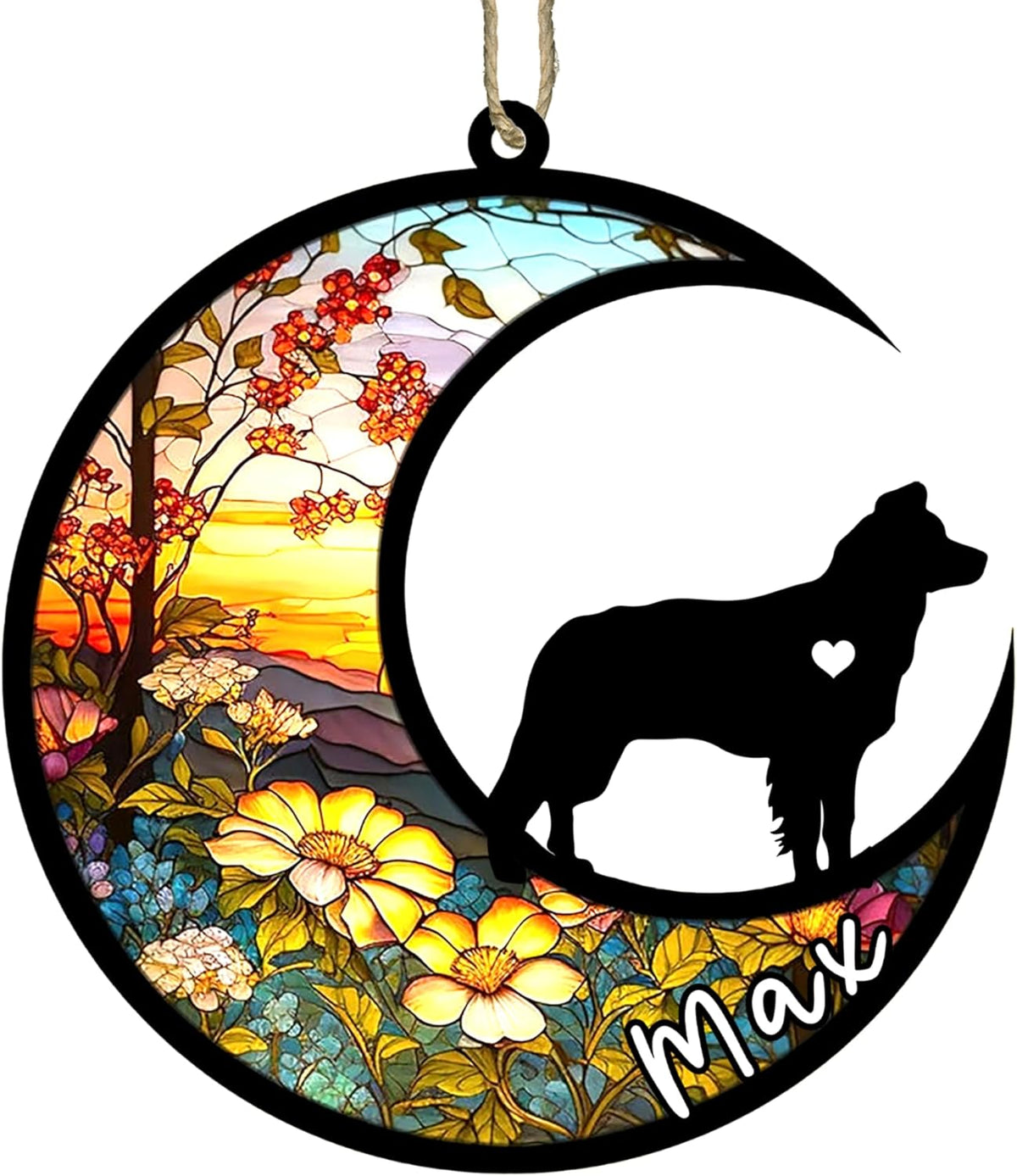 Personalized Dog Memorial, Custom Name Border Collie Dog Christmas Ornament with Name, Custom Breeds, Pet Loss Light Catcher, Gifts for Lovers Loss of Pet Sympathy on Mothers Day Christmas