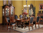 7-Piece Dining Kitchen Set with Dining Extendable Table, 4 Side Chairs and 2 Arm Chairs, Set for 6 Persons, Cherry (A)