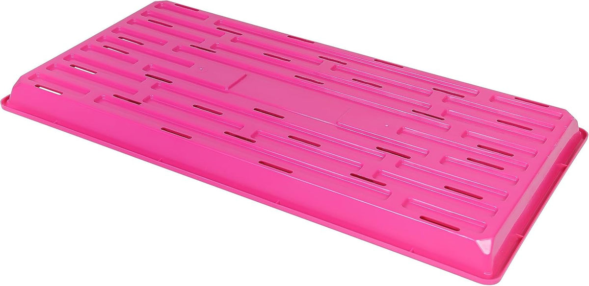 SUNPACK 10" x 20" Heavy Duty Shallow Plastic Seed Starting Tray, Magenta, 1" - Lined with Drainage Holes for Excess Water and Aeration, Ideal for Greenhouses or Indoor Gardening