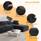 JACH 160.6" U-Shaped Sectional Couch, Modern Modular Convertible Sofa with Chaise Ottomans, Deep 4-Seats Comfy Sectional Cloud Couches for Living Room/Apartment, Bedroom (Black)