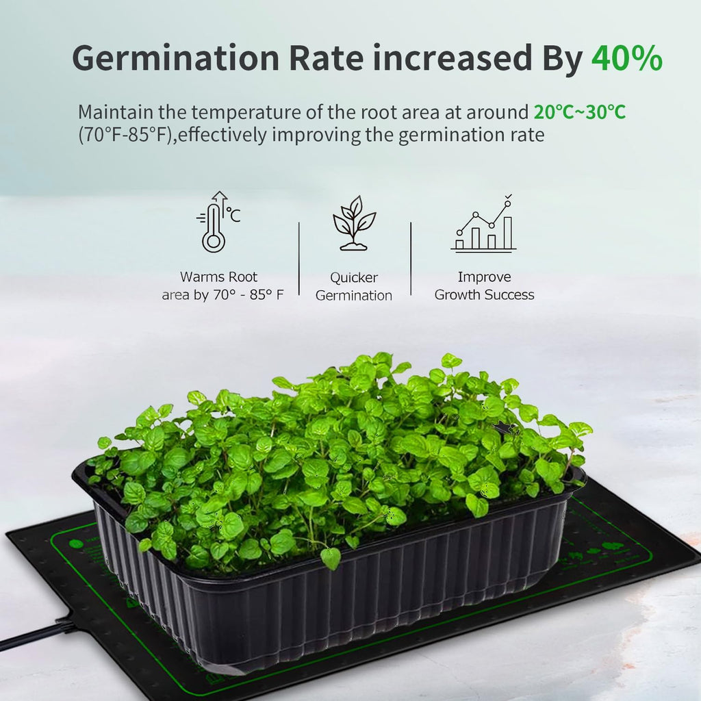 Upgrade Version 2PK Seedling Heat Mat with ETL Listed,Warm Hydroponic Heating Pad for Seed Starting,Indoor Gardening,Brewing and Greenhouses,Durable Waterproof Black Plant Heat Mat
