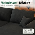 106" Modular Sectional Sofa with Deep Seat, L-Shaped Corduroy Couch with Reversible Chaise, 3-Piece Set for Living Room Bedroom Apartment, No Assembly Required