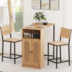 Tangkula 3-Piece Counter Height Bar Table Set, Kitchen Table with 2 Bar Stools & Storage Shelves, Breakfast Table Set with Backrests & Footrests, Rectangular High Top Pub Table with Chairs for 2