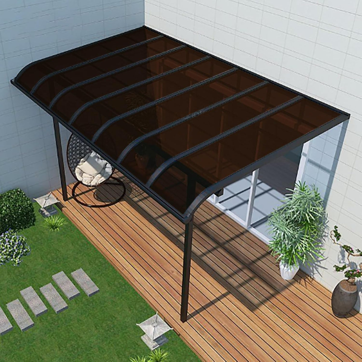 Daylighting Roof Panels Outdoor Sunshade Canopy Panels Greenhouse Panels Not Easy to Deform Easy to Assemble for Outdoor Shed Panels.(Brown,2x6.6ft)