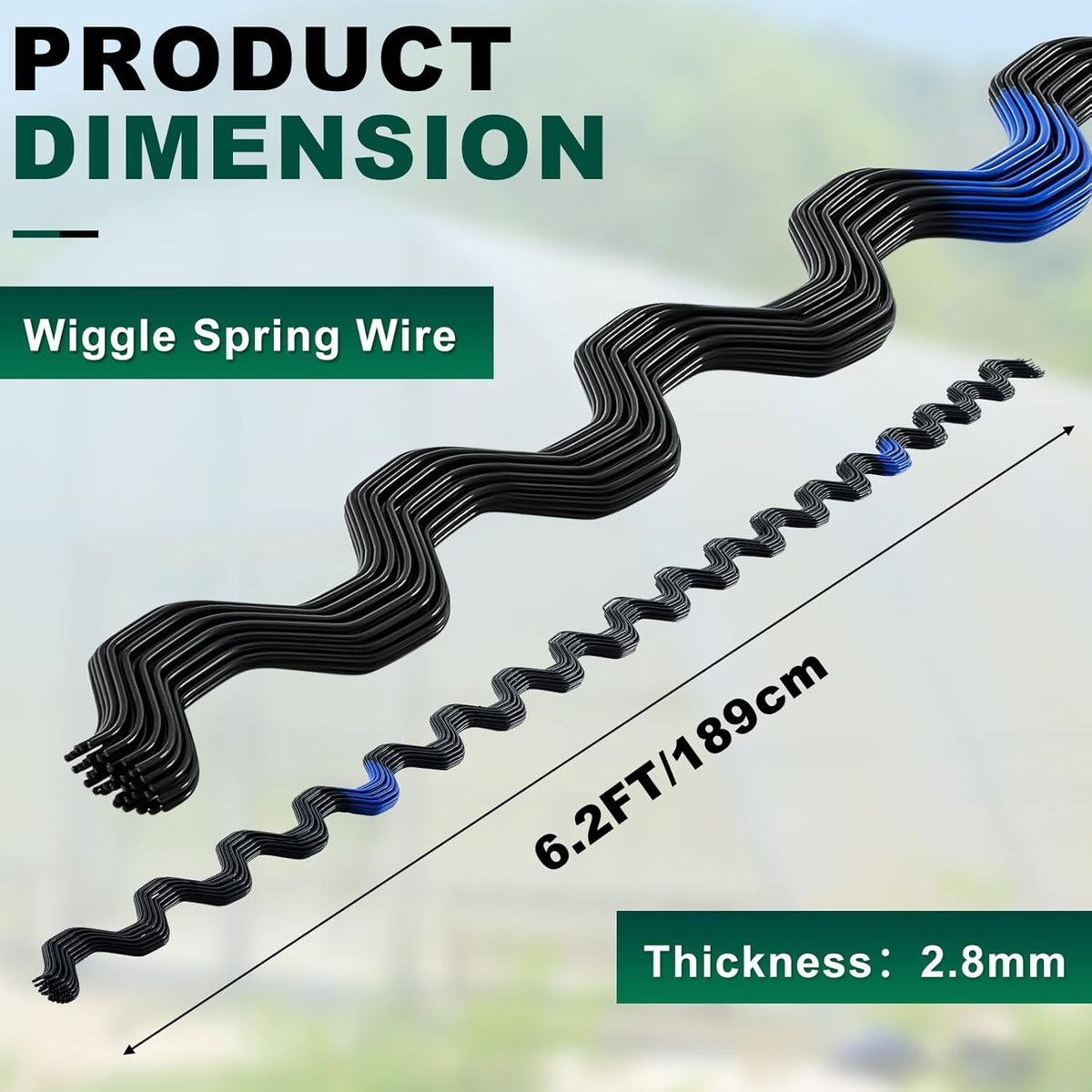 40 Pcs 6.6 ft PVC Coated Greenhouse Swing Spring Wire Greenhouse Spring Lock Wire for Fix Attachment Plastic Poly Film and Shade Cloth