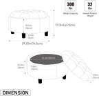 Round Storage Ottoman 29.33" with Reversible Lid - Fleece Fabric Upholstered Hand-Pulled Buckle Decoration Footstool, Storage Stool for Living Room, Bedroom, Office (Beige)
