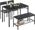 VECELO Kitchen Dining Room Table with 2 Chairs & Bench, Compact Space-Saving Design, Easy Assembly Steel Frame, Perfect for Small Apartments & Breakfast Nooks，Industrial