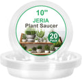 JERIA 10 Inch 20 Pack Clear Plant Saucers,Plastic Flower Pot Trays,Round Durable Plant Drip Trays for Indoor and Outdoor