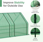 Aoodor 9 x 3 x 3 ft Mini Greenhouse with 3 Zipper Doors, Water-Resistant, UV-Protected for Flowers, Vegetables, and Herbs, Green