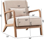 INZOY Mid Century Modern Accent Chair with Wood Frame, Upholstered Living Room Chairs with Waist Cushion, Reading Armchair for Bedroom Sunroom (Beige)