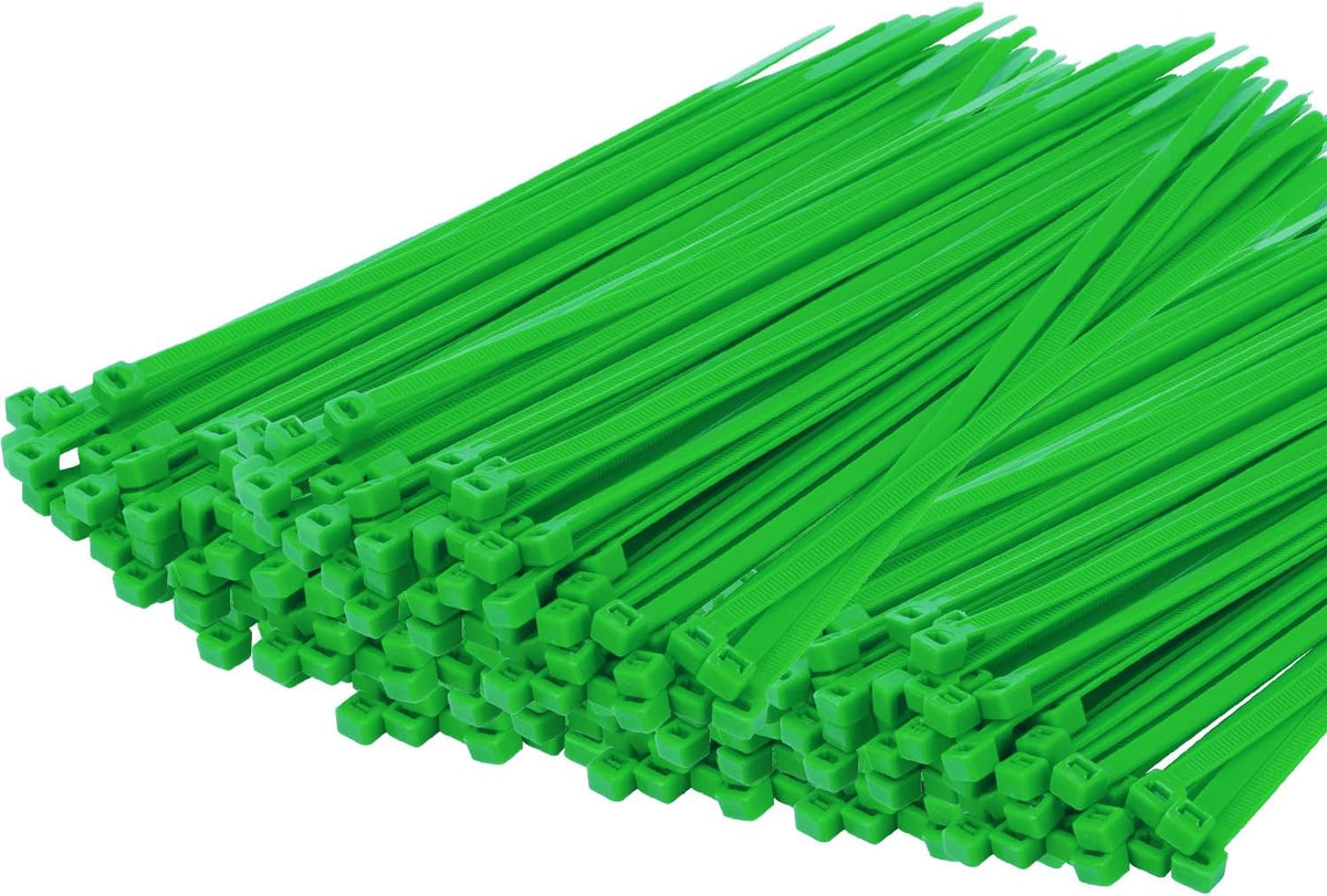 14 Inch Zip Ties Green 1000 PCS, 40 Lbs- Heavy Duty Tensile Strength, Nylon PA66 UV Resistant Cable Ties for Indoor and Outdoor Use - Ideal for object bundling and fastening