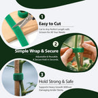4 Rolls Plant Ties, Adjustable Garden Tape for Plant Twist Ties, Reusable Thicker Support for Growing Green Tape, Strong Grip, Tomato Vines Indoor Outdoor, 50 Ft X 0.47 Inch
