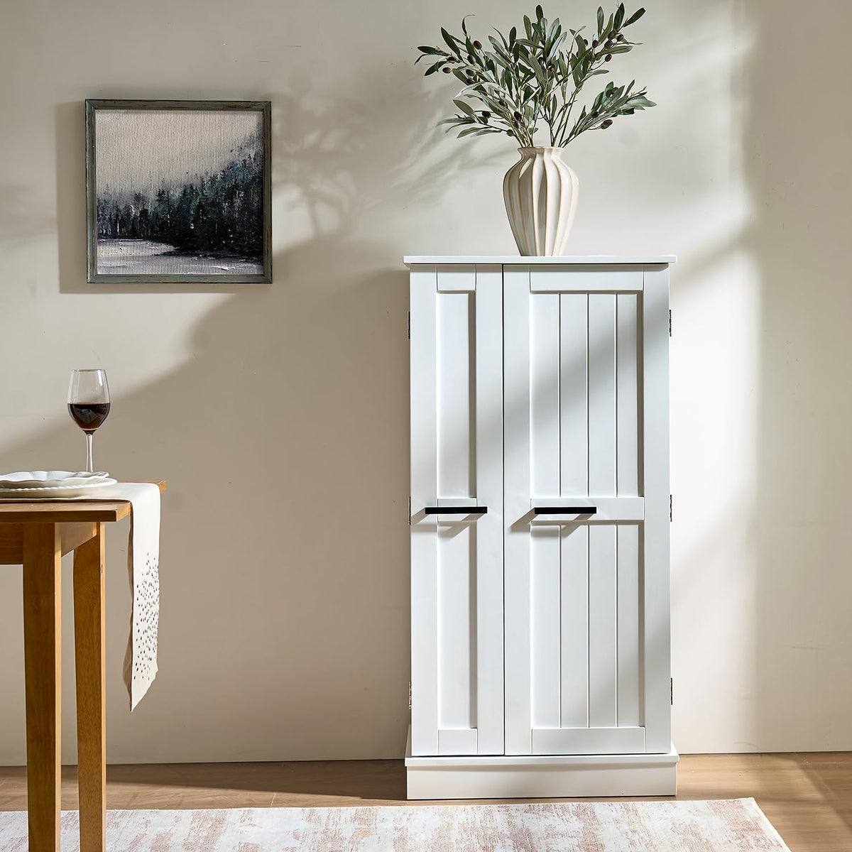47" Tall Kitchen Pantry Cabinet,Freestanding Kitchen Pantry Storage Cabinet with Doors and Adjustable Shelves for Dining Room and Craft Room