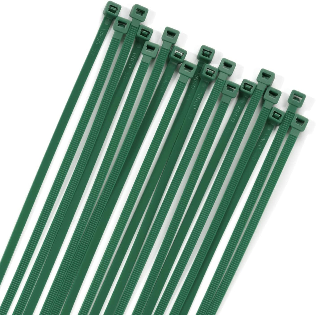 XINGO 100PCS Cable Zip Ties Heavy Duty, Premium Nylon Plastic Wire Ties with 50 Pounds Tensile Strength, Self-Locking Black Nylon Zip Ties for Indoor and Outdoor (10 inch, Dark Green)