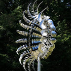 Unique and Magical Metal Windmill, 3D Wind Kinetic Sculpture, Wind Spinner Solar, Lawn Solar Wind Spinners for Yard and Garden, Wind Catchers Metal Outdoor Patio Decoration (1 PCS -Silver)