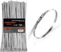 Metal Zip Ties (200PCS 11.8 Inch), 304 Stainless Steel, 300 LBS Heavy Duty Double Headed Self-locking Multi-Purpose Cable Ties for Exhaust Wrap, Chain Link Fence Parts, Machinery, Cables, Farms, Roofs