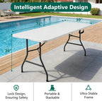 6FT Folding Table 4 Pack,Heavy Duty Plastic Foldable Tables with Carry Handles,Fold-in-Half Portable Utility Tables with Steel Legs for Party,Wedding,Banquet, Camping,Picnic,Event,Indoor Outdoor,White