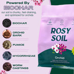 Rosy Soil Orchid Soil Potting Mix - Superior Aeration & Drainage for Orchids - Peat-Free, Microbially Active Biochar Powered Soil for Orchid Plants - Ideal for Indoor Gardening - 4 Quarts