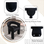 Black Sherpa Dining Chairs Set of 2, Modern Barrel Dining Room Chairs Upholstered Faux Fur Accent Chair with Arms and Round Back for Living Room Kitchen Armchair No Assembly Needed