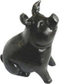 NACH Cast Iron Pig Statue - Sitting Pig, Rustic Garden Sculpture, Black Door Stop/Paperweight, JS-90-7151