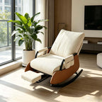 Lightweight Foldable Indoor Rocker Chair with Detachable Foot Stool | Soft Corduroy Padded Leisure Chair for Living Room Balcony Use