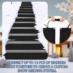 Riakrum 4 Pcs Heated Snow Melting Mats Outdoor, 10 x 30 in Winter Anti-Slip Heated Rubber Mat for Walkways Decks and Sidewalks, Snow and Ice Melting Pads Connection with 9.84 ft Power Cord