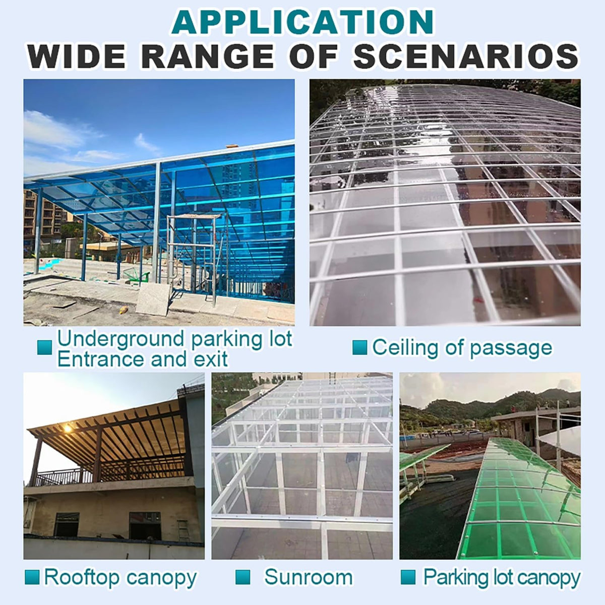 Daylighting Roof Panels Outdoor Sunshade Canopy Panels Greenhouse Panels Not Easy to Deform Easy to Assemble for Outdoor Shed Panels.(Blue,2x16.4ft)