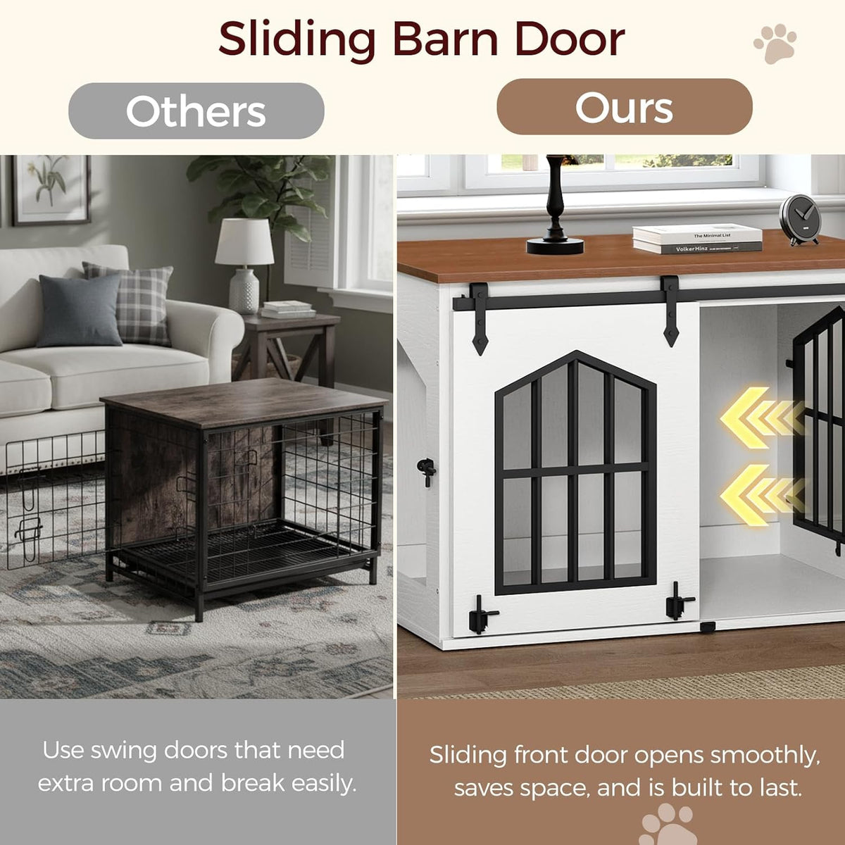 MAHANCRIS Farmhouse Nightstand and Dog Crate Furniture Bundle, End Table with Barn Door, Wooden Dog Cage for Small Medium Dogs, Side Table for Bedroom, Living Room, ET155-DCBA9601