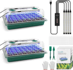 BlumWay Seed Starter Tray with Grow Light,2 Pack 80 Cells Seedling Tray Kit with Humidity Dome/Indoor Plant Starter Kit, Adjustable Brightness Plant Germination Trays