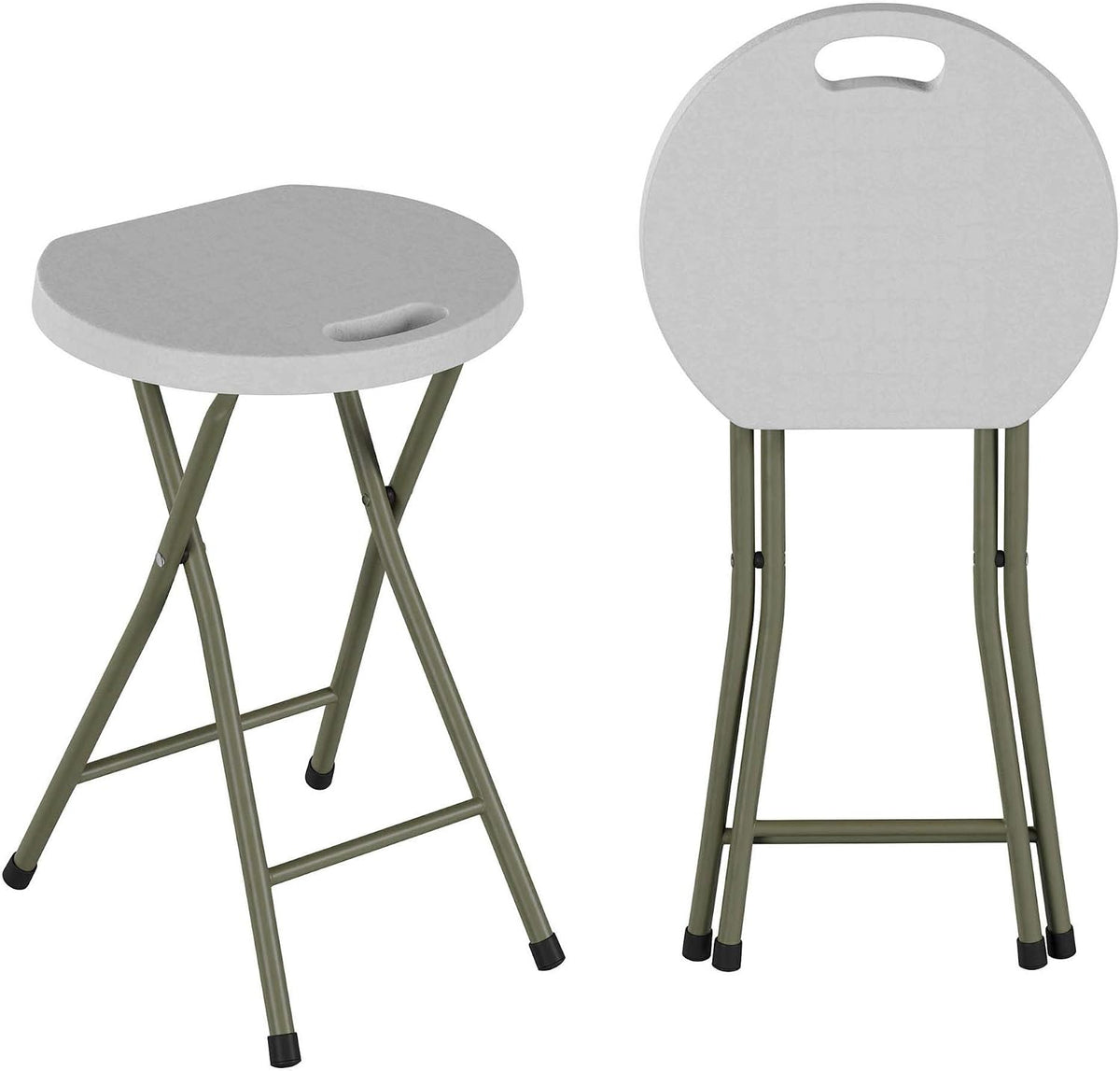Set of 2 Stools - 18-Inch Folding Stools with 300lb Capacity for Indoor or Outdoor Use - Backless Portable Chairs for Adults by Lavish Home (White)