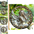 Flower Fairy Garden Decorations Angel Wing Christmas Halloween Deco Statue Art Elf Sculpture Hanging Craft for Outdoor Yard Courtyard Lawn Patio Window Acrylic Ornament Home Gift (C,S: 6*6 IN)