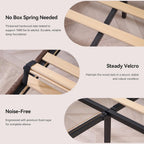 BedsPick Brown Upholstered Queen Bed Frame with 42" Wingback Headboard, Sleigh Queen Size Bed Frame with Button Tufted Scroll Footboard, Wood Slats Support/No Noise/Easy Assembly/No Box Spring Needed
