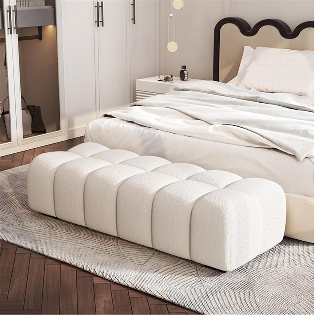 Modern Fabric Bed end Bench Long Bedroom Dressing Room Sofa Entryway(Medium)
