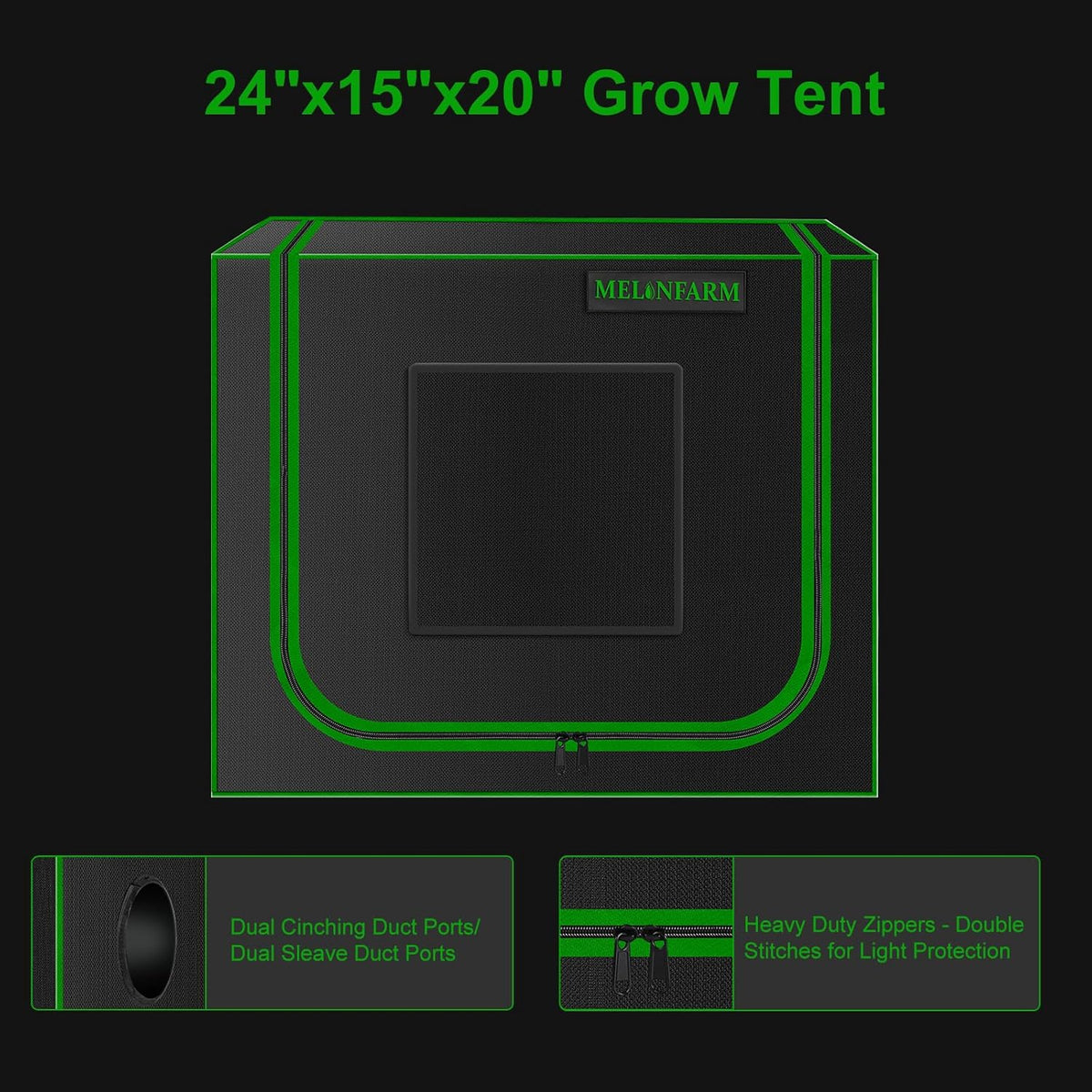 MELONFARM Small Grow Tent for Aerogarden，24”x16”x20” ，Hydroponics Growing System ，Highly Reflective 600D Diamond Mylar Canvas with Ventilation window and Floor Tray for Hydroponic Indoor Plant Growing