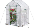 WORKPRO Greenhouse, 56” x 56” x 77” Heavy Duty Walk in Greenhouses for Outdoors with Screen Windows, Thicken PE Cover, 3 Tier 8 Shelves Portable Green House Kit for Patio, Backyard and Porch