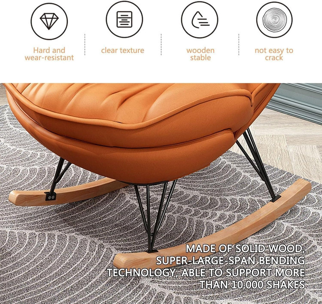 Home Living Room Bedroom Rocking Chair with High Backrest,Rocking Chair Adult Lazy Sofa Can Recline,Comfortable Living Room Rocking Chair with Footstool,A,One Size