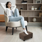 CAROLMADE Small Foot Stool Ottoman Footstool with Legs Under Desk Footrest for Living Room Bedroom and Office,Linen-Brown