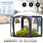 Porayhut Pop Up Greenhouse Tent,Portable Large Walk-in Plant House 10’X10’ ,Indoor Outdoor Gardening Plant Sunshine Room with PVC Mesh Cloth Cover for Protecting Plant from Cold Frost & Birds