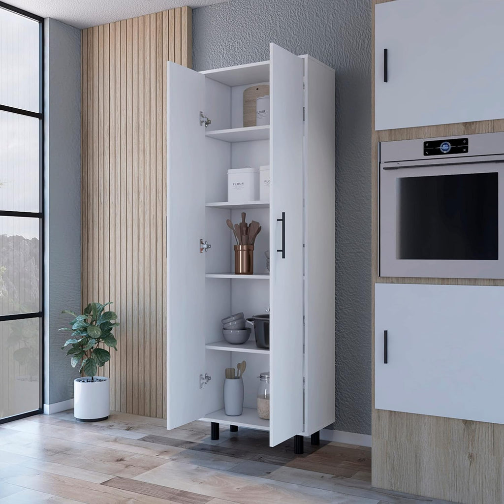 2 Door 5 Shelf Kitchen Pantry White