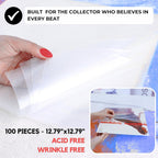 100 Pieces 12.79" x 12.79" Record Outer Sleeves Acid Free 3 Millimeter Thick Clear & Wrinkle Free