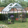 KEIKI 8x6 FT Double Door Polycarbonate Greenhouse with Aluminum Frame,Raised Base and Roof Vent,Walk-in Greenhouses for Patio Garden Backyard
