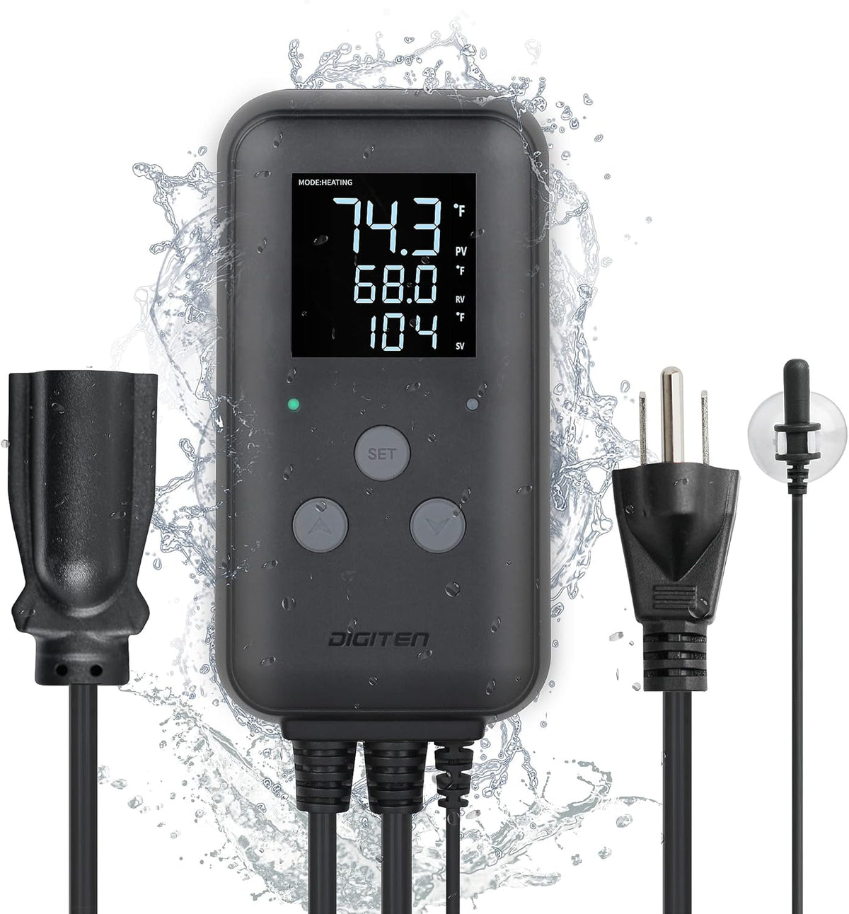 DIGITEN Waterproof Temperature Controller DTC310 Digital Temperature Controller Aquarium Temperature Controller Greenhouse Thermostat for Heater 10A Outdoor Heat Mat Thermostat Controller for Seedling
