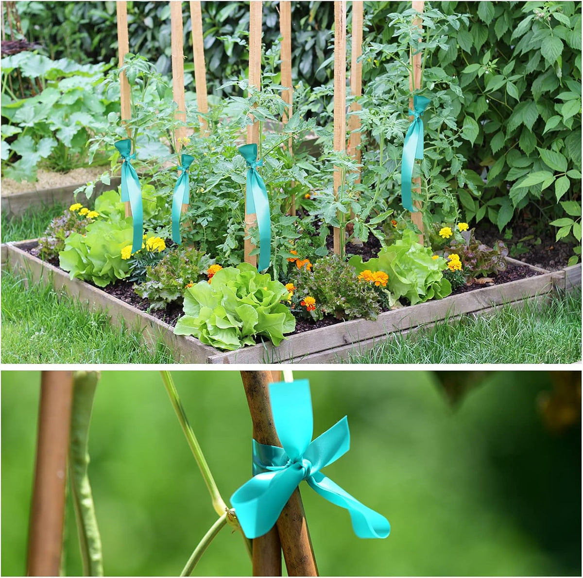 Stretch Tie Tape, 1” Wide 200FT Reusable Garden Plant Ties Green Tapes for Plants, Thick Garden Vinyl Stake Ribbon for Branches Flowers Tomatoes Indoor Outdoor Greenhouse