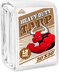 Tarp 50x50 ft Heavy Duty 12mil 100% Waterproof High Durability Multipurpose,Uv Resistant,White Tarp Suitable for Swimming Pools, Boats, Camping, Courtyards, Etc -by MVPNET