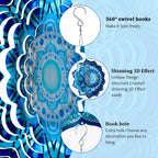 Goolyrusim Wind Spinner Mandala Rich Blue 12inch 3D Stainless Steel Wind Spinners Laser Cut Metal Hanging Wind Sculptures Kinetic Yard Art Decoration Garden Ornament Indoor/Outdoor Décor Worth Gift
