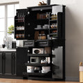 Virubi 71" Tall Kitchen Pantry Cabinet with 3 Pull Out Cabinet Organizers, Farmhouse Embossed Texture Storage Cupboard with Door Shelves, Adjustable Shelves, Anti-Tip Kit for Kitchen & Dining (Black)